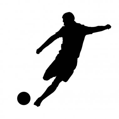 Topu, önden görünüm tekmeleme futbolcu