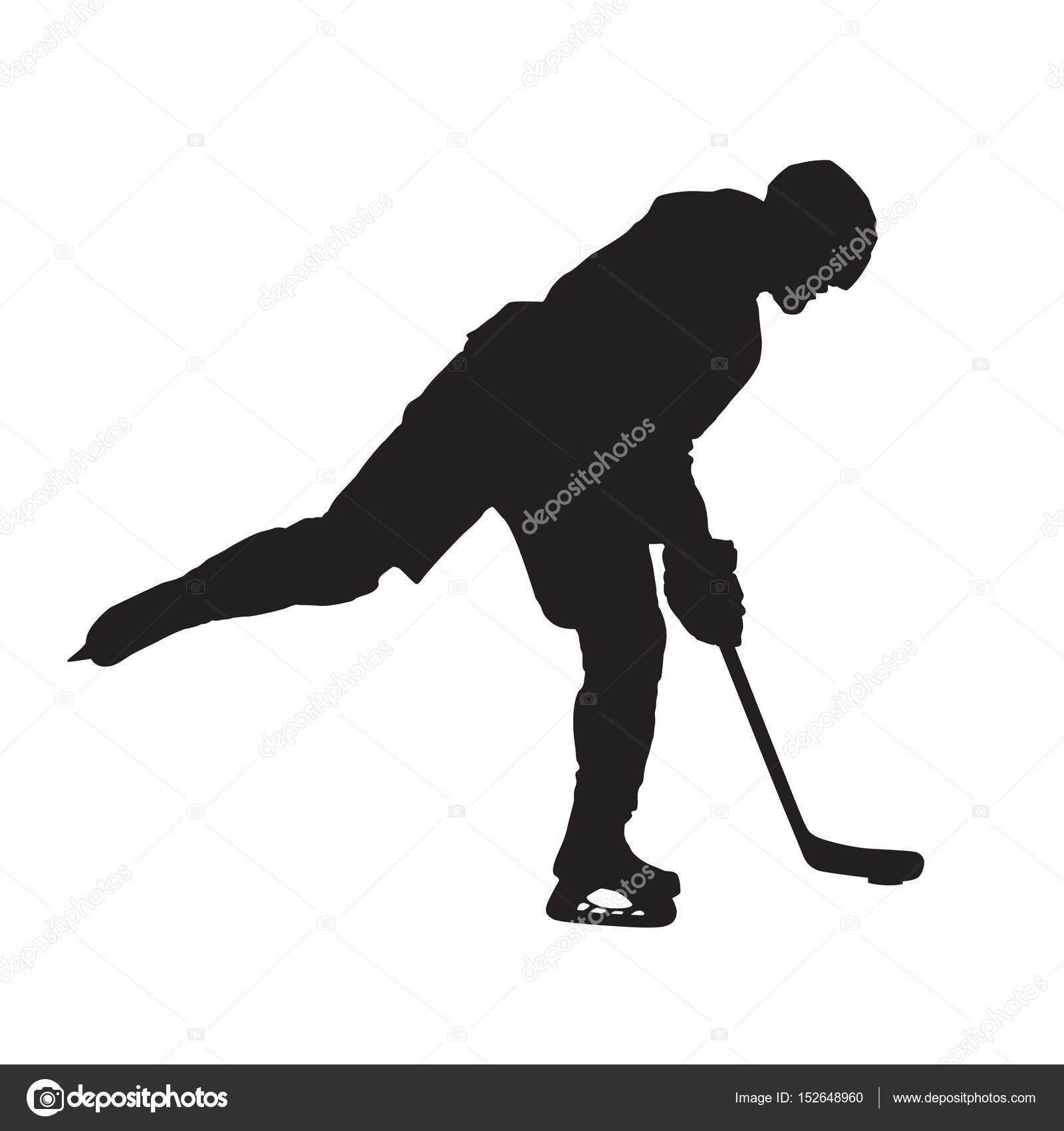 Eishockeyspieler Schießen, Vektor isolierte Silhouette ...