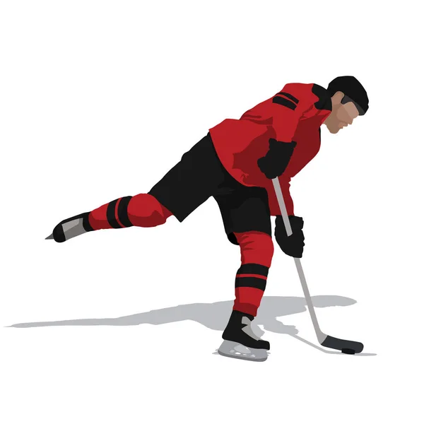 Giocatore di hockey su ghiaccio in jersey rosso, illustrazione vettoriale astratta — Vettoriale Stock