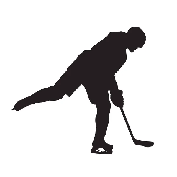 Disparos jugador de hockey sobre hielo, silueta aislada vector — Archivo Imágenes Vectoriales
