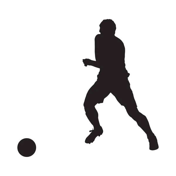 Lopende voetballer, vector silhouet — Stockvector