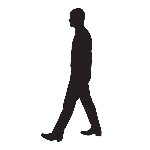 Perfil de homem ambulante, vista lateral, silhueta vetorial — Vetor de Stock