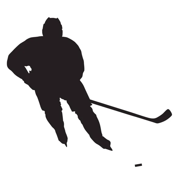 Ice hockey player vector silhouette, front view — Stock Vector