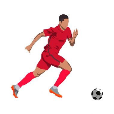 Eylem topu ile futbolcu. Hücum oyuncusu r de çalışan