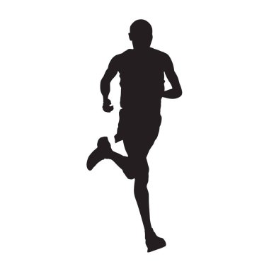Vektör runner izole siluet, önden görünüm