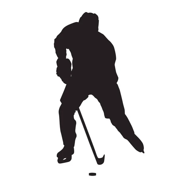 Pattinaggio hockey su ghiaccio giocatore vettoriale silhouette, vista frontale — Vettoriale Stock