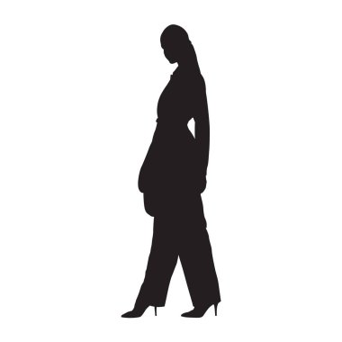 Geleneksel Japon kadın ayakta, vektör silhouett elbise