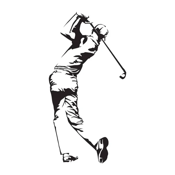 Giocatore di golf, silhouette astratta del vettore, schizzo del golfista — Vettoriale Stock