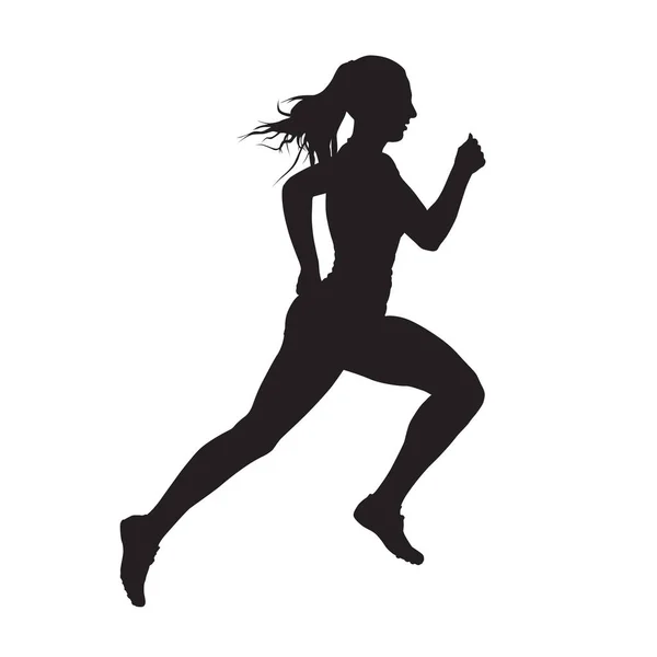 Running mujer vista lateral vector silueta — Archivo Imágenes Vectoriales