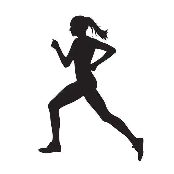 Correndo mulher vista lateral silhueta vetorial — Vetor de Stock