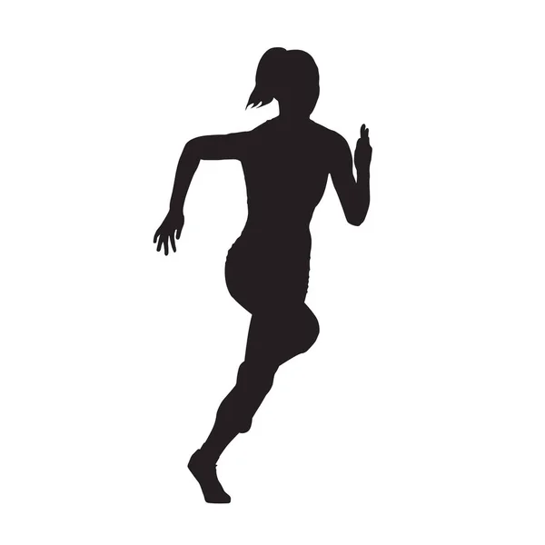 Running mujer vista frontal vector silueta — Archivo Imágenes Vectoriales