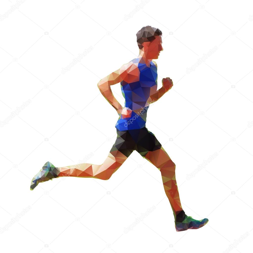 Geometric running man, abstract vector silhouette, low poly