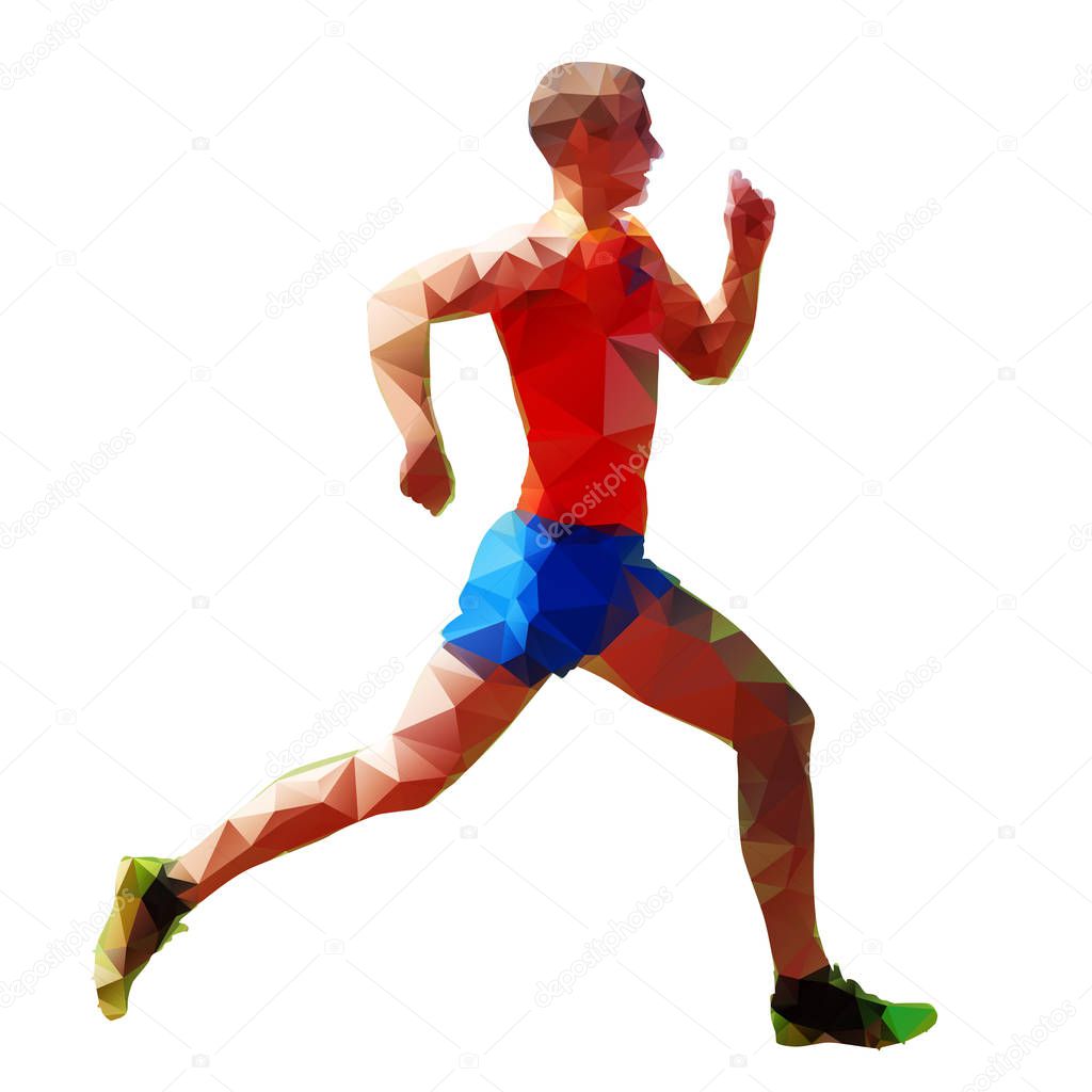 Geometric running man, abstract vector silhouette, low poly
