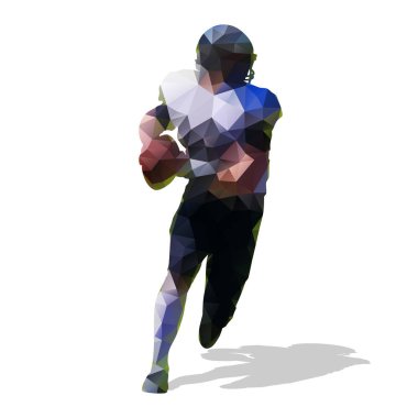 Soyut geometrik futbolcu ile top, poligonal vektör s