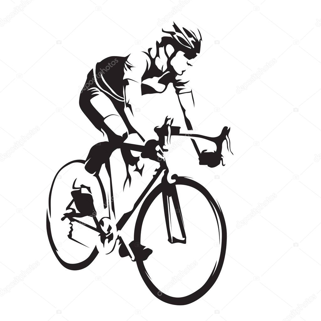 Cyclist on his road bike. Cycling abstract vector silhouette