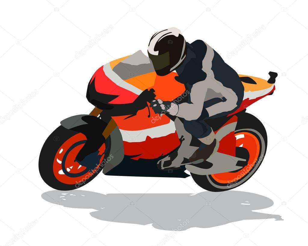 Road motorcycle racing, isolated vector illustration