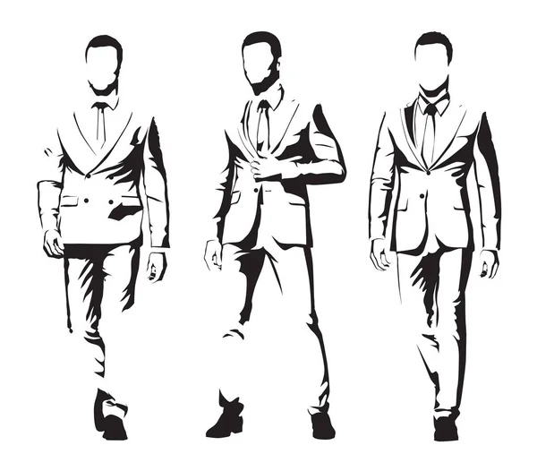 Affärsmän i kostym, stående vuxna människor i formell klädsel, abs — Stock vektor