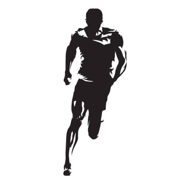 Runner vector siluet, koşu atlet önden görünümü