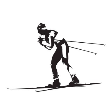 İkinci el klasik tarzı nordic Kayak vektör siluet, SID