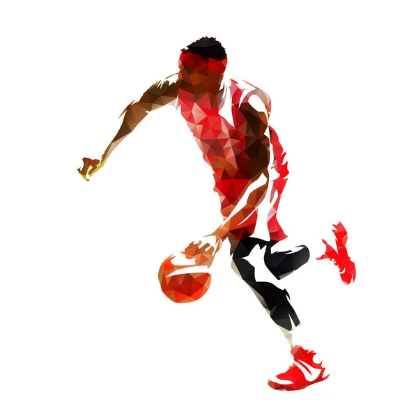 Jugador de baloncesto con pelota, vector geométrico abstracto s — Vector de stock