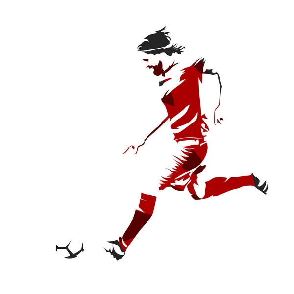 Soccer player is running with ball, abstrait footballeur illustra — Image vectorielle