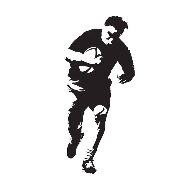 Jugador de rugby corriendo hacia adelante, silueta vectorial abstracta, frente — Archivo Imágenes Vectoriales