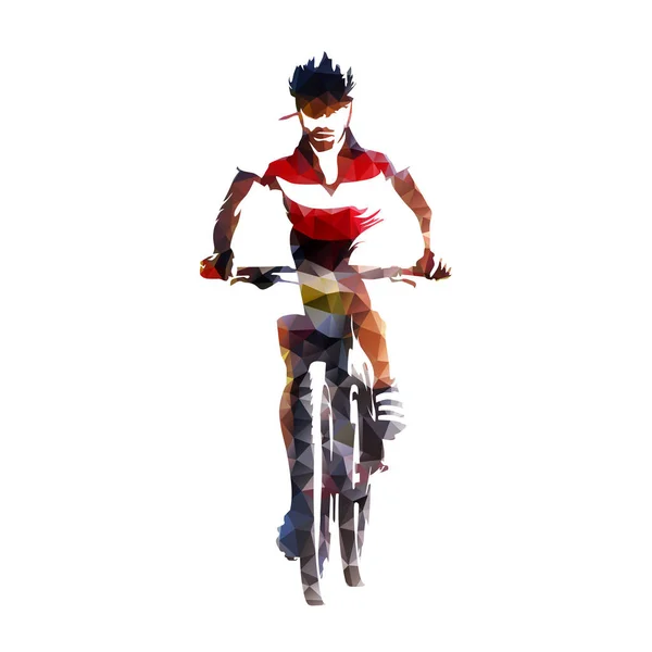 Mountainbiker, abstracte geometrische silhouet, race fietsen — Stockvector