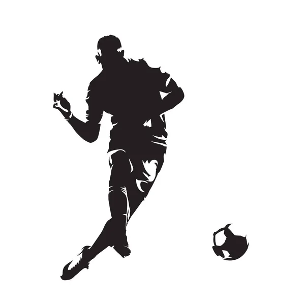 Jugador de fútbol patear pelota, silueta vector abstracto — Vector de stock