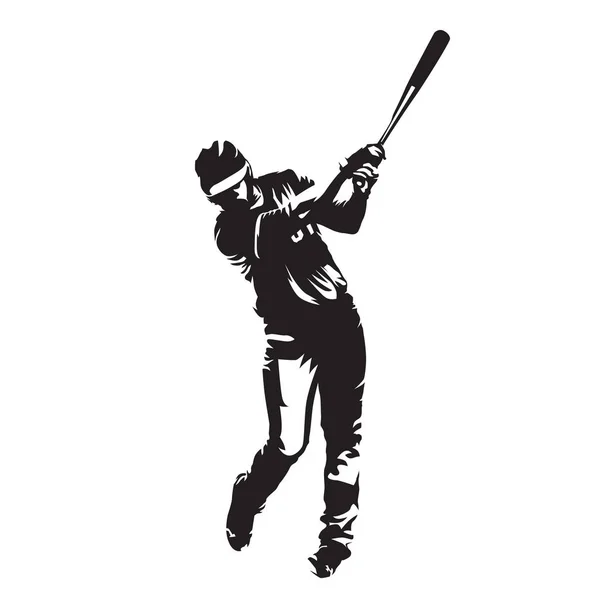Baseball player batter, abstract vector silhouette, front view — Stock Vector