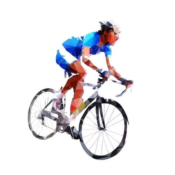 Icona ciclistica, geometrico ciclista su strada, silhouette vettoriale astratta — Vettoriale Stock
