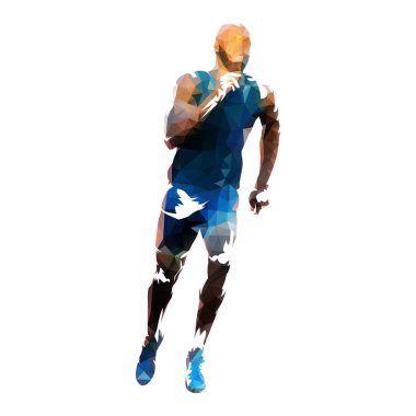 Vektör runner, soyut geometrik çalışan adam illüstrasyon. Fron