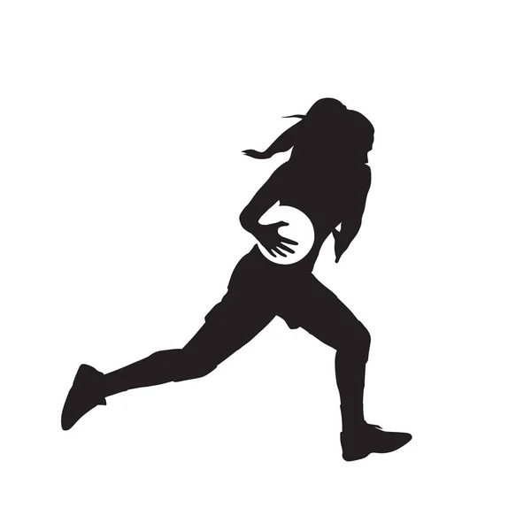 女孩跑球，篮球妇女分离向量 silhou — 图库矢量图片