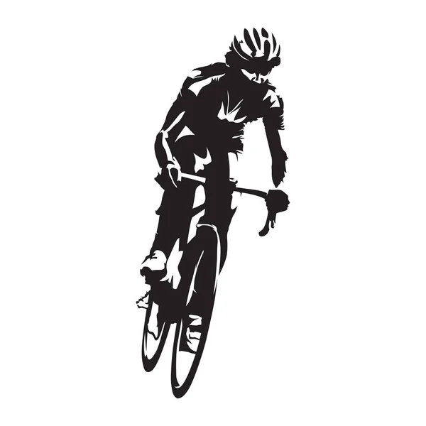 Kolarstwo, wyścig szosowy, streszczenie rowerzysta na białym tle sylwetka wektor — Wektor stockowy