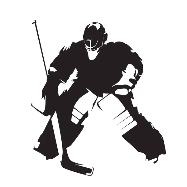 Gardien de but de hockey sur glace, silhouette vectorielle abstraite — Image vectorielle