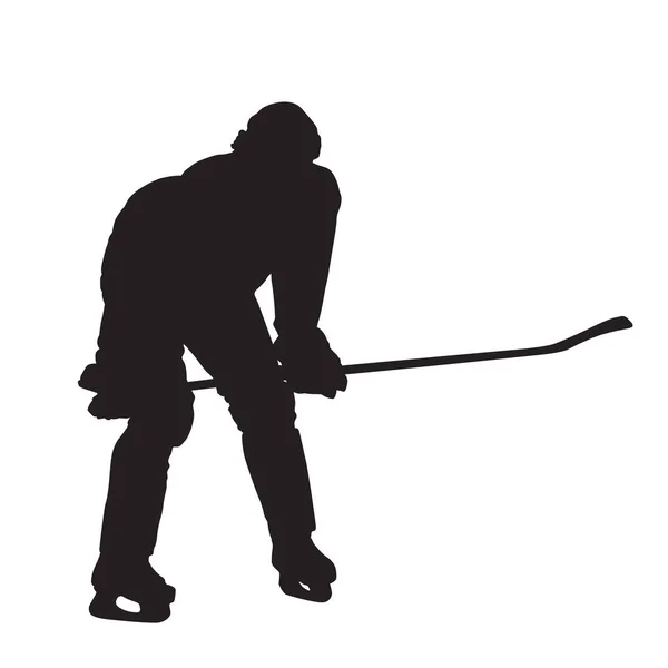 Eishockeyspieler, isolierte Vektorsilhouette — Stockvektor