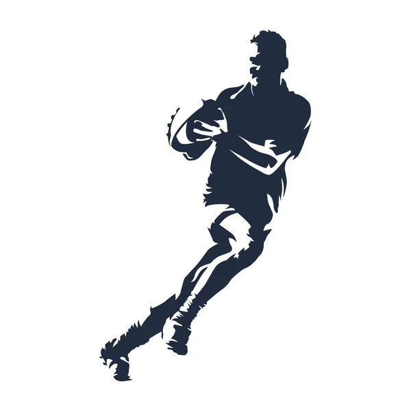 Rugby-Spieler mit Ball, abstrakte Vektorsilhouette — Stockvektor