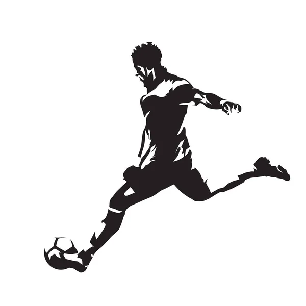 ボール、抽象的なベクトル シルエットで実行しているサッカー選手 — ストックベクタ