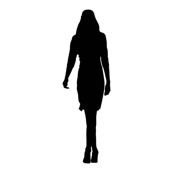 Businesswoman isolated vector silhouette. Sexy lady, catwalk, fr — Stock Vector