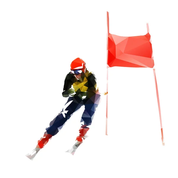 Sci, sciatore in discesa, illustrazione astratta geometrica vettoriale — Vettoriale Stock
