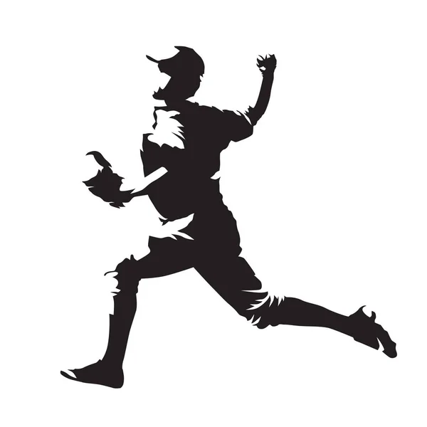 Baseballspieler, Pitcher Wurfball, abstrakte Vektorsilhouette — Stockvektor