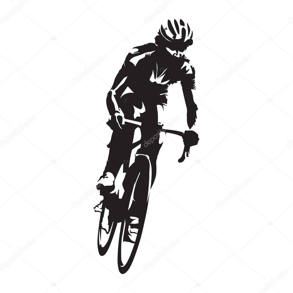 Cycling road race, abstract cyclist isolated vector silhouette