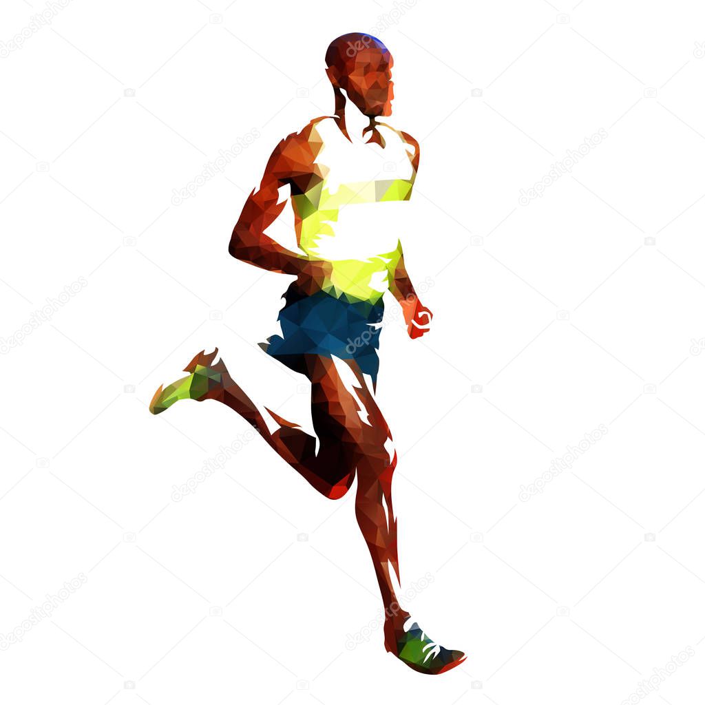 Running man isolated, abstract geometric vector illustration