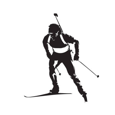 Biatlon racer, soyut vektör siluet, kış sporları