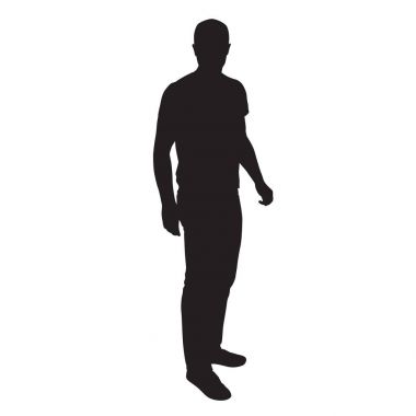 T-shirt, ayakta adam izole vektör siluet