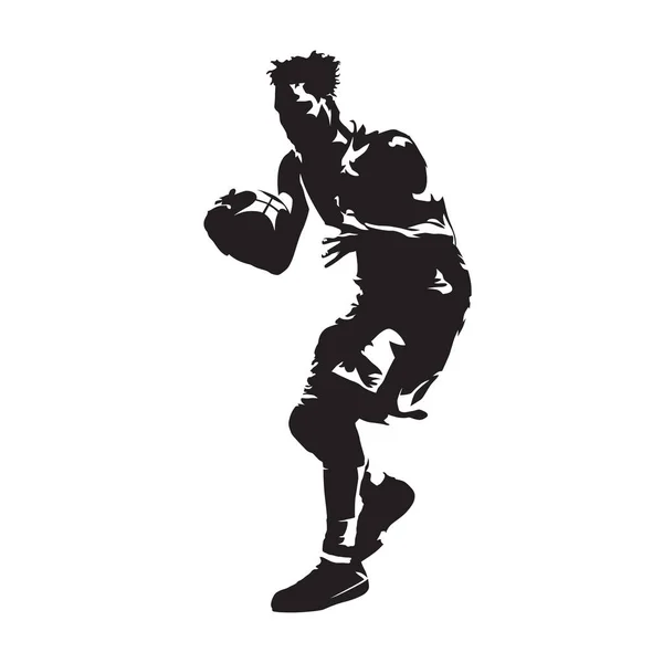 Jogador de basquete com bola, silhueta vetorial abstrata — Vetor de Stock