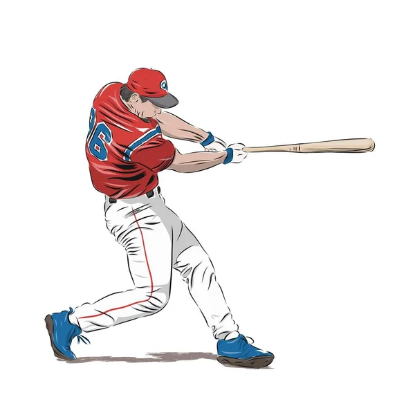 Бейсболіст у червоній майці, ізольовані Векторні ілюстрації — стоковий вектор