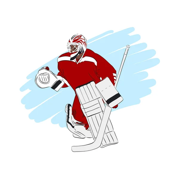 Ice hockey goalie, isolated vector illustration — Stock Vector