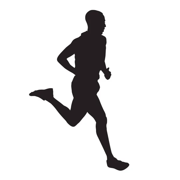 Homem correndo silhueta vetorial isolado, vista lateral — Vetor de Stock