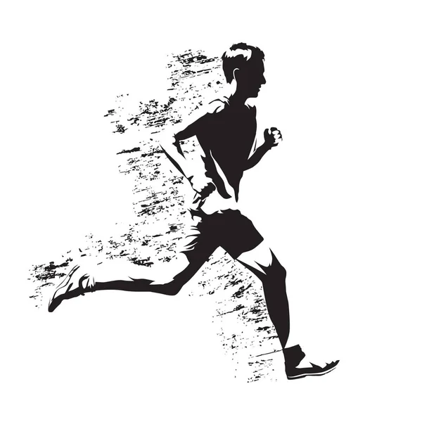 Hombre corriendo, silueta vectorial gungy abstracta — Vector de stock