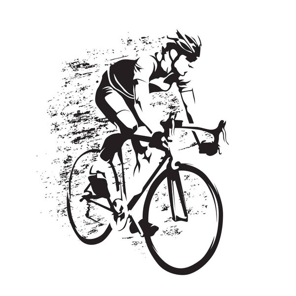 Cycling. Road cyclist on his bike, abstract grungy vector silhou